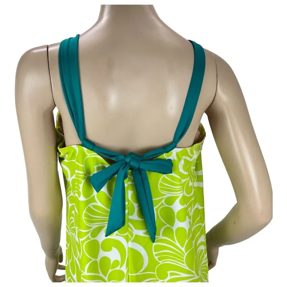 Athleta Kokomo Halter Swim Sport Dress XL Green Floral Print Bra Insert - Picture 5 of 11